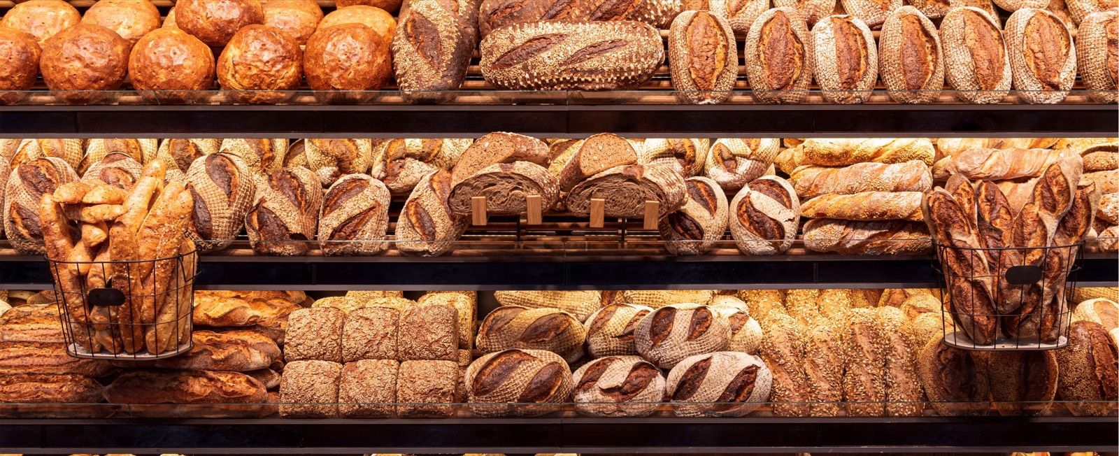Bread and baked goods on display