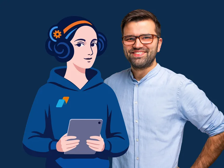 Keyvisual zum Launch: ADA und Franz Seubert, CEO von AIPERIA